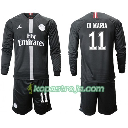 Billiga Fotbollströjor Paris Saint-Germain DI MARIA 11 Jodan Svart Barn Tredje tröja 2018/19 Långärmad